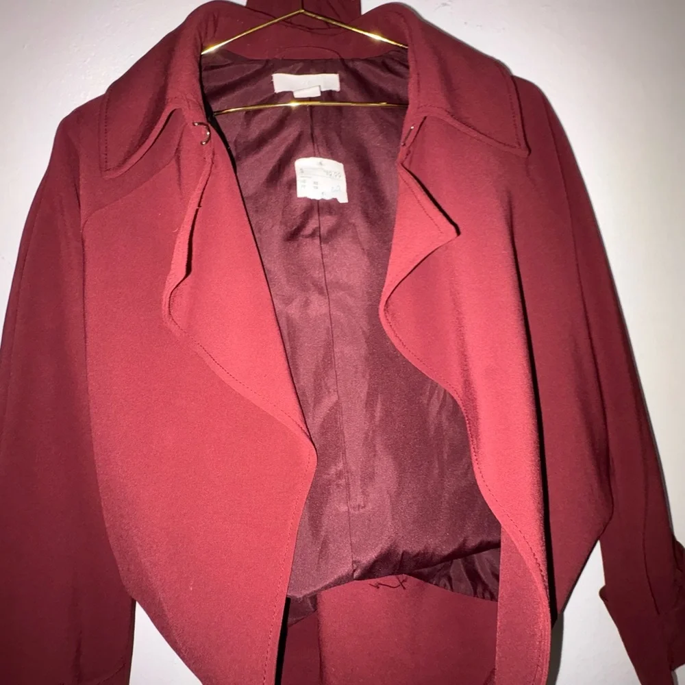 Elegant Burgundy Long Coat | Chic Parisian Style | XS